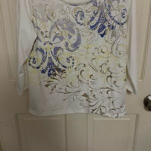 Womens blouse cream and multi colored blouse